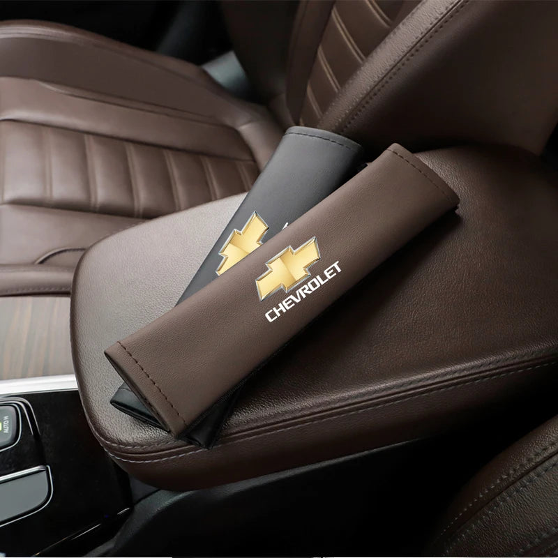 2Pcs Leather Car Seat Belt Shoulder Pad Safety Strap Cover for Chevrolet | Comfortable close-up view