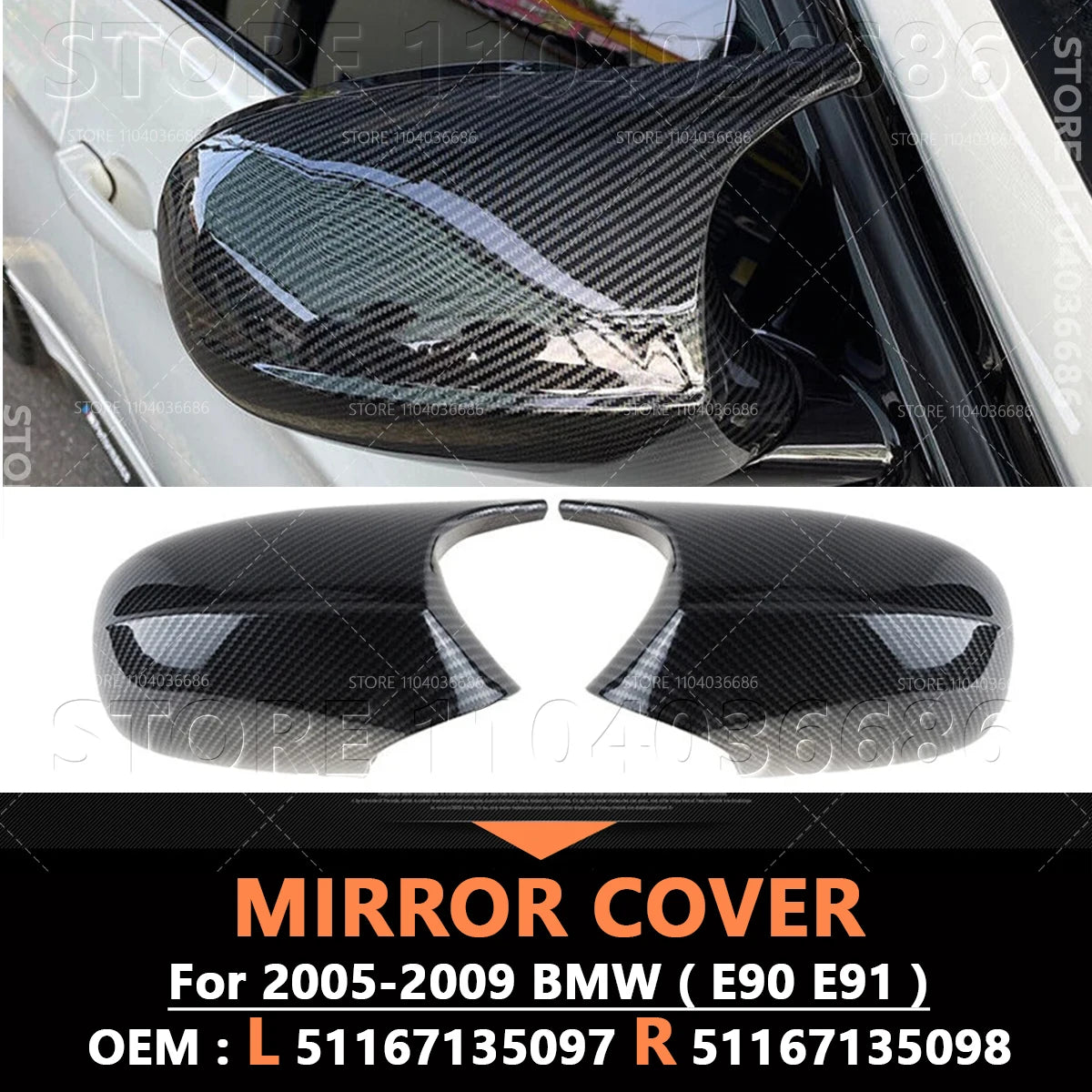 For 2005 2006 2007 2008 2009 BMW 323i 325i 325xi 328i 328xi 330i 330xi 335i 335xi (E90 E91) Rearview Mirror Cover Caps
