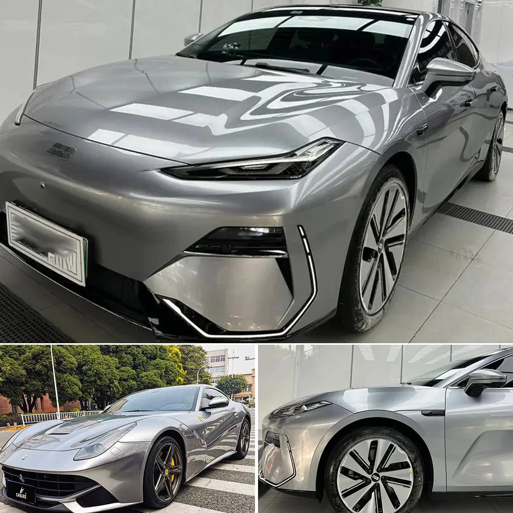 Silver Glossy Candy Metallic Vinyl Wrap Film Wrapping Foil Car Sticker Sheet For Moto alternate view