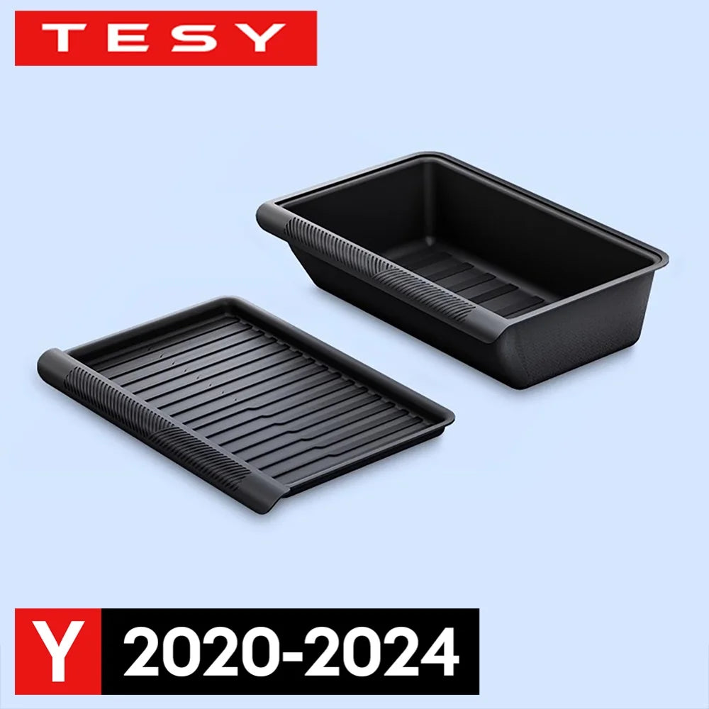 Under Seat Storage Box for Tesla Model Y 2020-2024 | Center Console Organizer Accessories