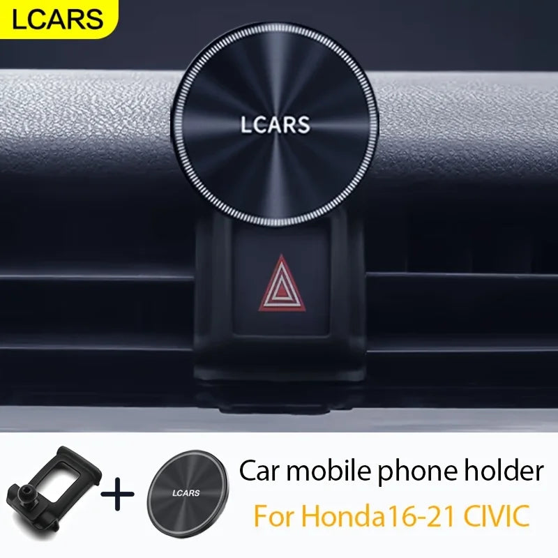 Lcars Car Phone Holder, Vehicle-Specific Car Phone Mount, Suitable for Honda Civic 2016-2021, Car Dashboard Air Vent Accessory Phone Holder, Rotatable Strong Magnetic Mount with Magnetic Sheet Included, Does Not Block the Vie