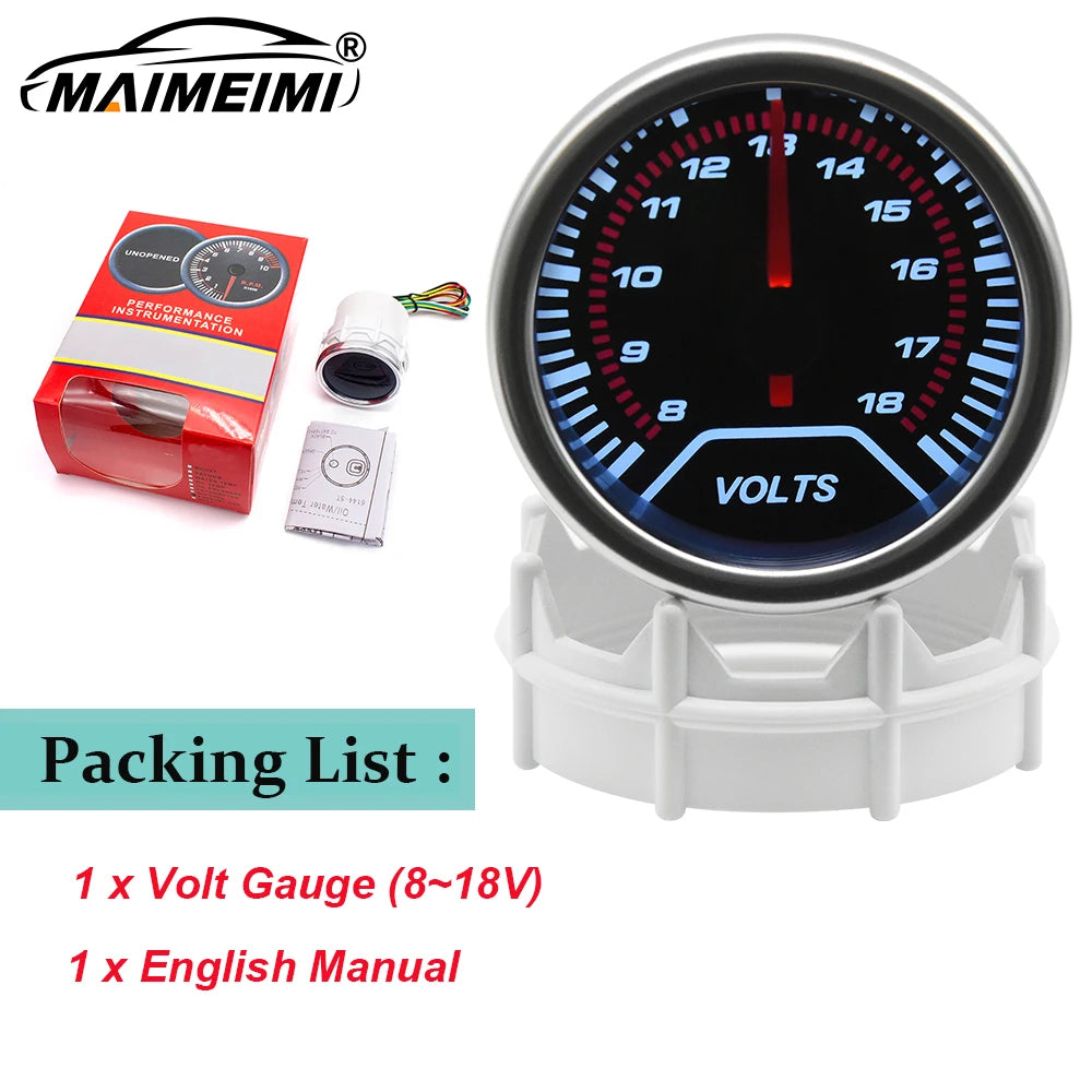 52mm Analog Gauge Set | White LED Car Gauges with Holder detail view