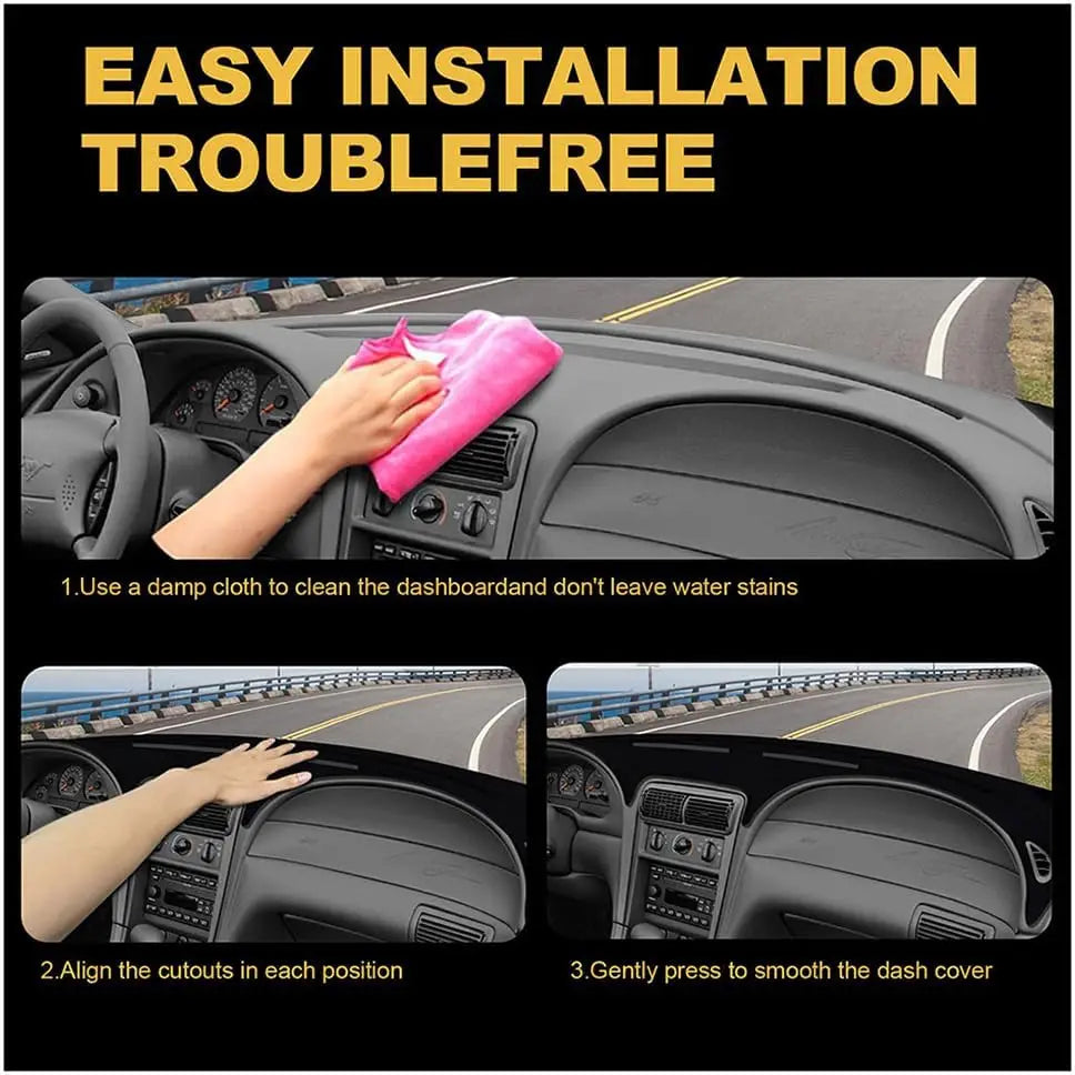 Car Dash Cover Mat Fit for Ford Mustang 1998-2004,Dashboard Pad Dash Mat Sunshade Glar close-up view