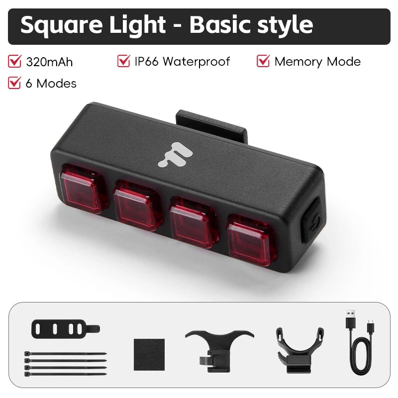WEST BIKING Bicycle Rear Light Multi LED IP66 Tail Light Auto Start/Stop Brake Sensin alternate view