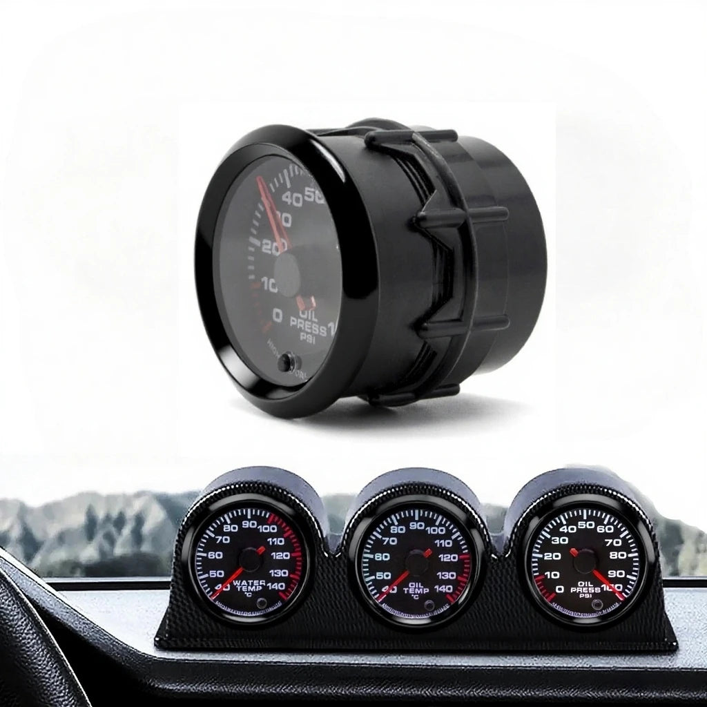 52mm 7-Color Car Gauge Set | Water Temp Oil Temp Oil Pressure Tachometer Boost Voltme lifestyle view