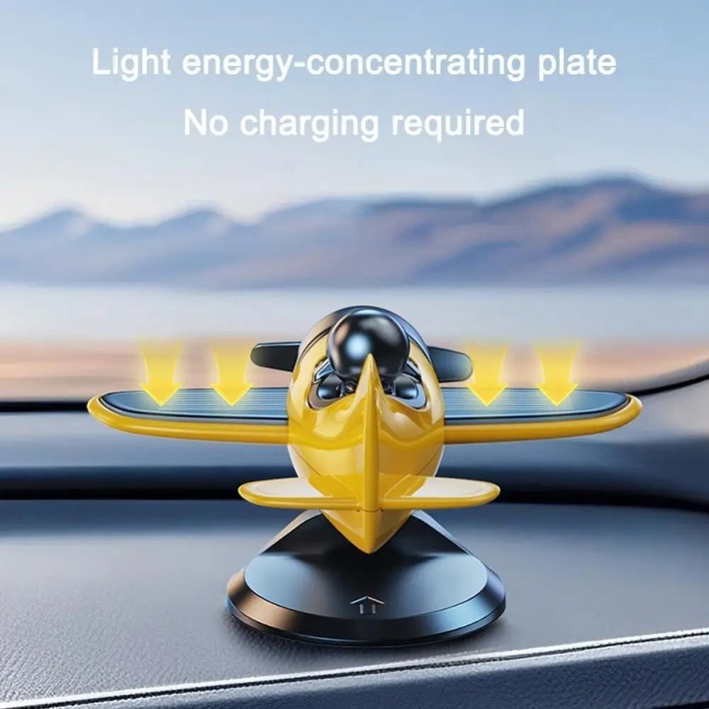 Cool Solar Powered Rotating Airplane Silent 360° Auto Spin Car Dashboard Ornament Multifunctional Car Interior Decoration Gifts