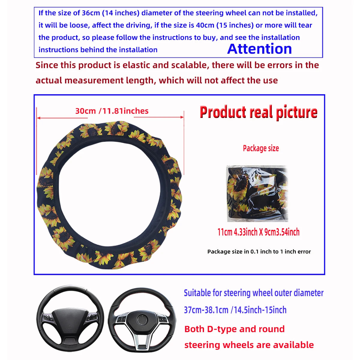 19 Diving material printed fabric car rimless steering wheel cover Christmas camoufla alternate view