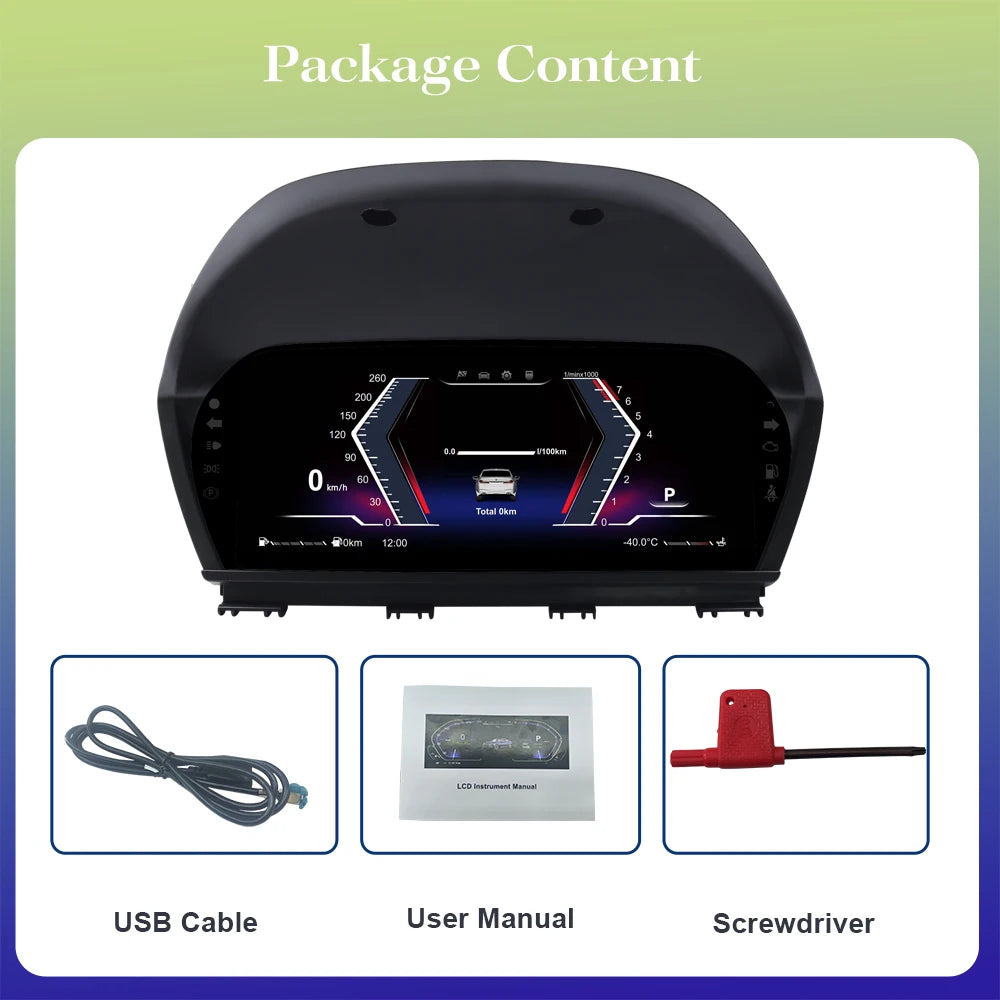 Digital Cluster LCD Dashboard for BMW 1/2 Series X1/X2 2014-2021 | 1920x720 Virtual additional angle