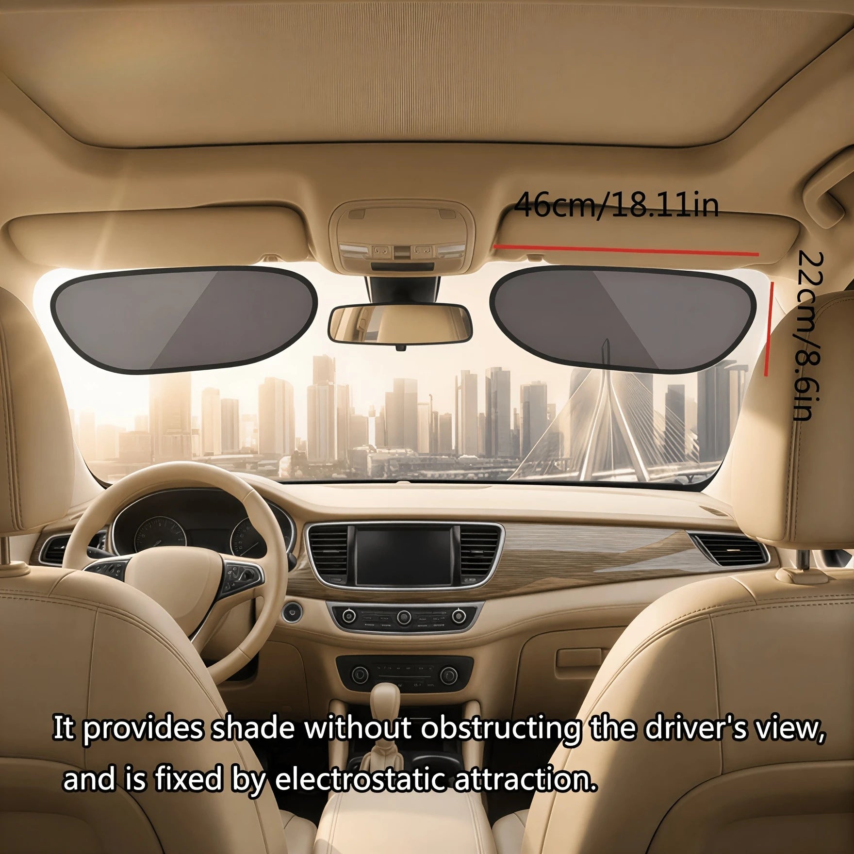 2pcs Car Sunshade, Anti-Glare & UV Protection | Blocks Sunlight Without Blocking Vi additional angle