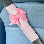 1Pc Cute Bownot Car Seat Belt Shoulder Cover Car Safety Belt Cover Anti-stranglehold lifestyle view