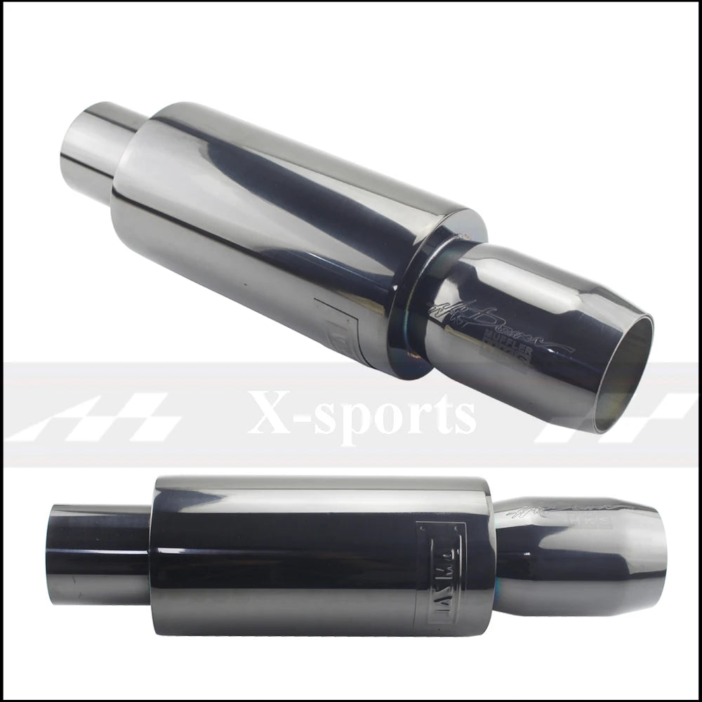 Universal Stainless Steel Exhaust Pipe Muffler | 51-63mm Inlet 89mm Flat Outlet lifestyle view
