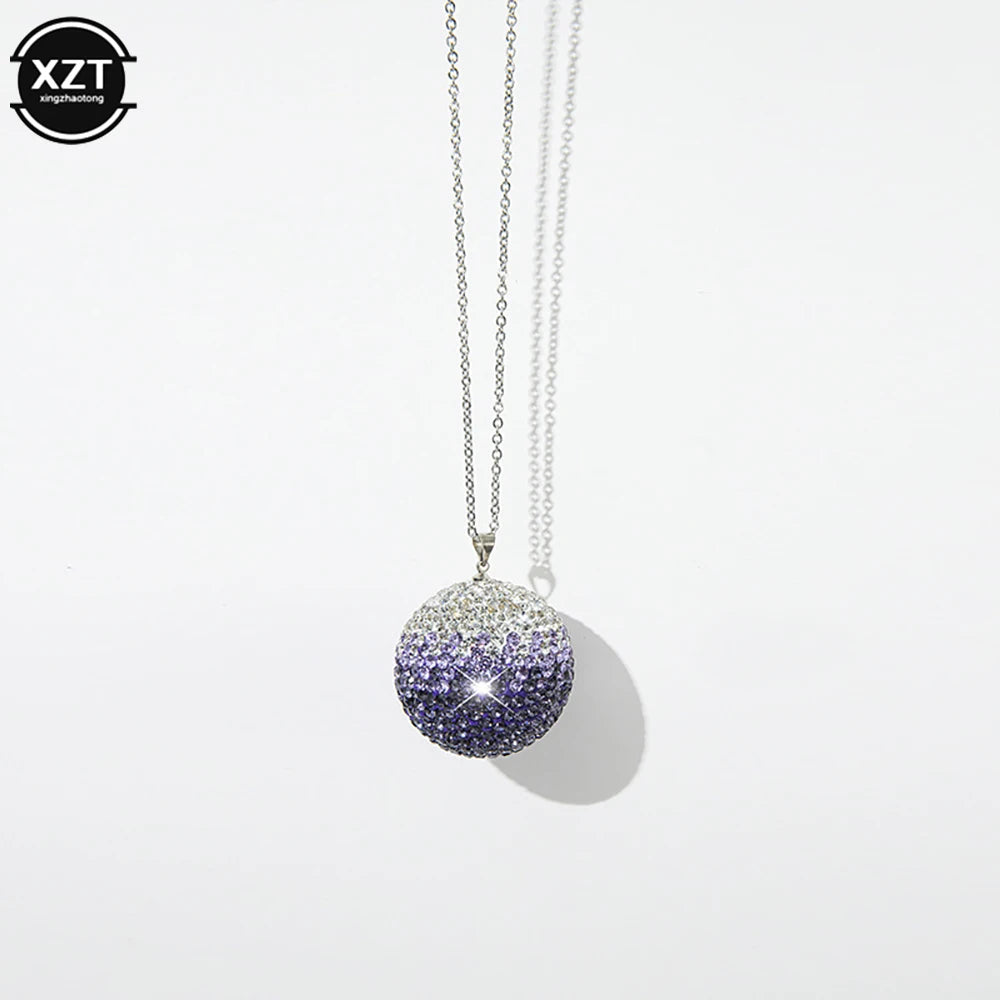 Car Crystal Ball Pendant Car Rearview Mirror Pendant Bling Bling Rhinestone Ball Car Interiot Decoration Car Accessories