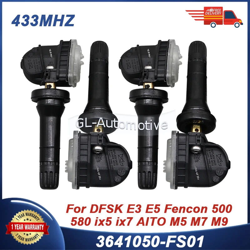 4PCS 433MHz TPMS Tire Pressure Monitoring Sensor | Compatible with DFSK Landian E3 E5 Fencon 500 580