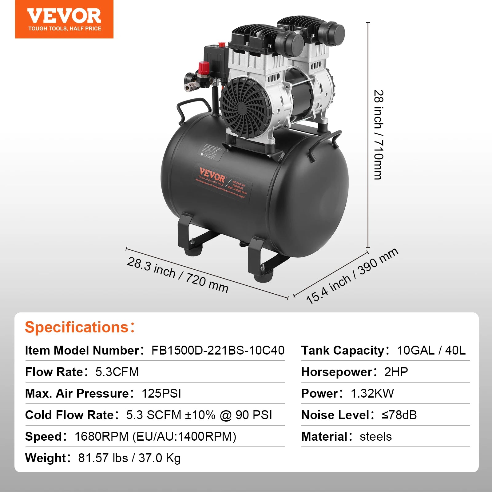 Air Compressor 750W-3000W Oil Free Quiet Portable Pump | Auto Repair & Tire Inflation close-up view