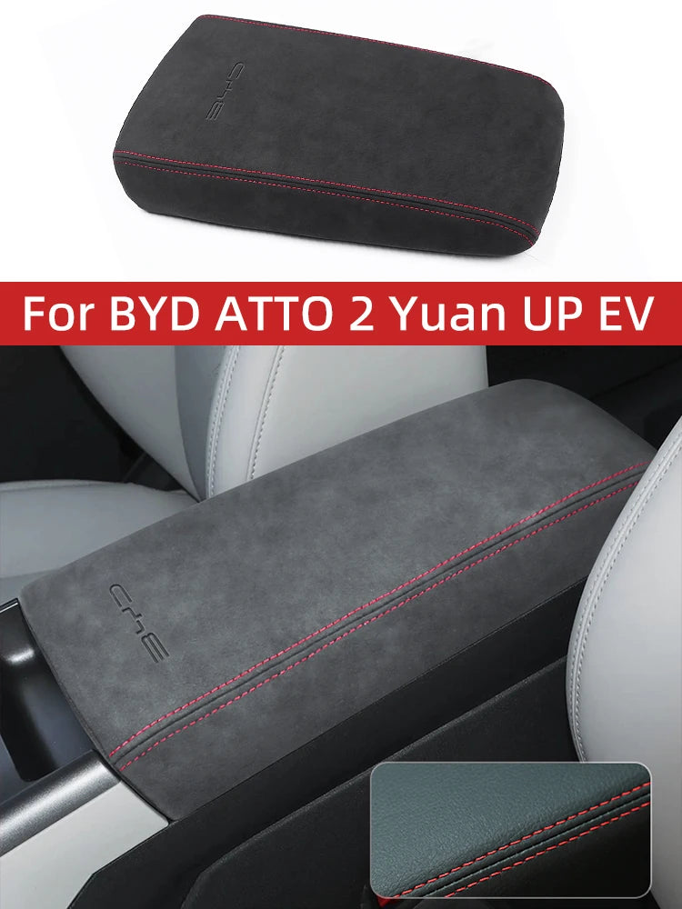Suede Leather Car Center Console Armrest Box Cover for BYD ATTO 2 Yuan up EV S1 Pro 2025-2026 Interior Accessories Pad