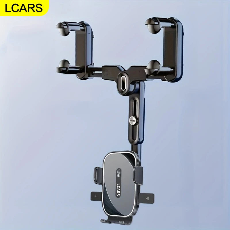 Lcars Mobile Phone Car Mount, In-Car Rearview Mirror Clip-On Navigation Recorder Suspension Bracket, Extendable and 360-Degree Adjustable for Phone Navigation and Entertainment Use