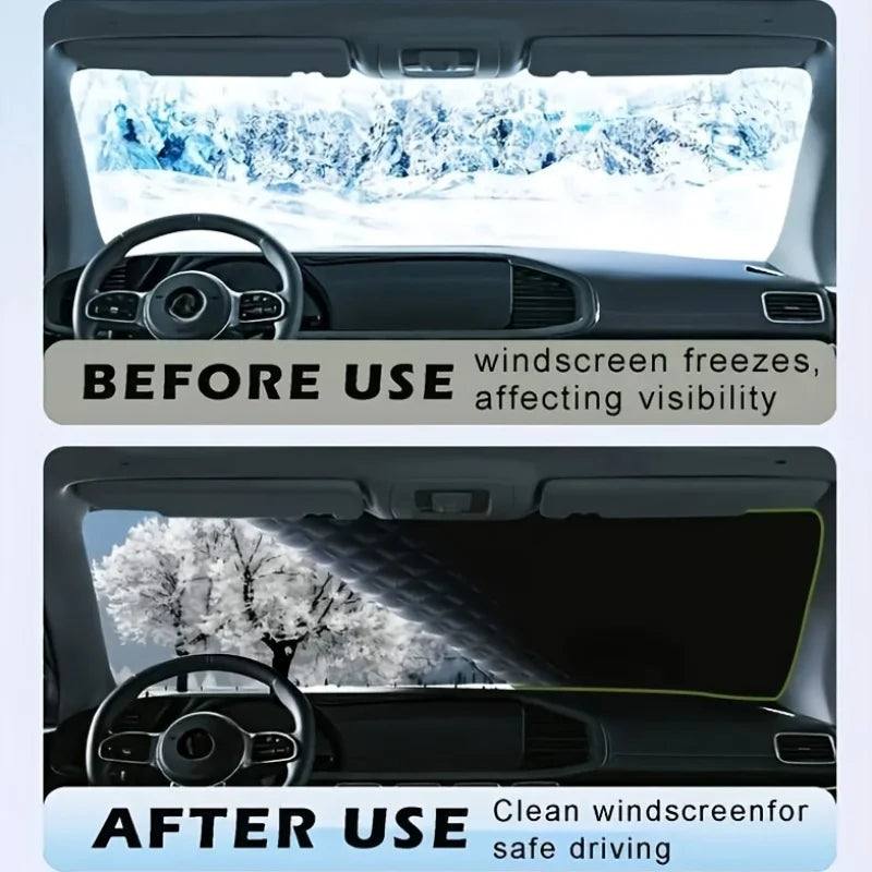 Magnetic & Fixed Strap Car Windshield Snow Cover - Heavy-Duty Oxford Fabric All-Weathe close-up view