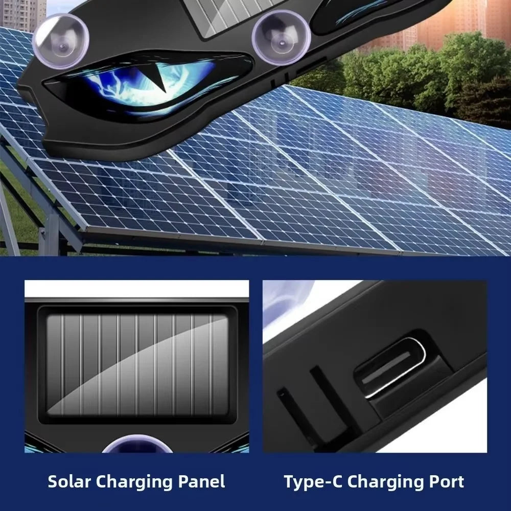 KEVANLY Solar Power Car Demon Eye Light Cool Flashing Warning Light Dynamic Safety Veh close-up view