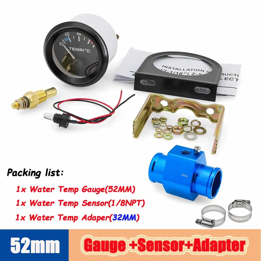40-120 Celsius Car 52mm Water Temperature Gauge with Adaptor Joint Pipe | Racing 12V lifestyle view