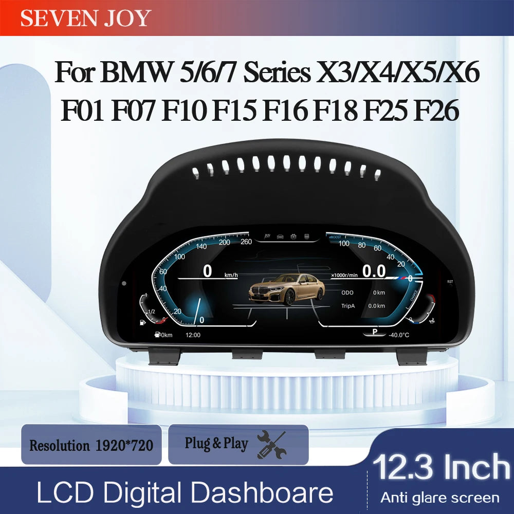 12.3 Inch Digital Dashboard Speedometer for BMW 5 6 7 Series X3 X4 X5 X6 | LCD Cluster Instrument Pa