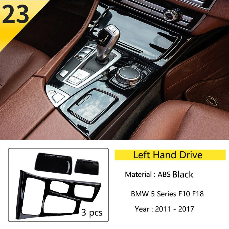For BMW 5 Series F10 F11 520i Carbon Fiber Central Armrest Box Cover Storage Box Gear Position Panel Decoration Cover Auto Parts