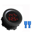 Car Round Temperature Voltmeter 12-24V Auto Voltage Meter Display Digital Measurement for Car Motorcycle Boat Thermometer