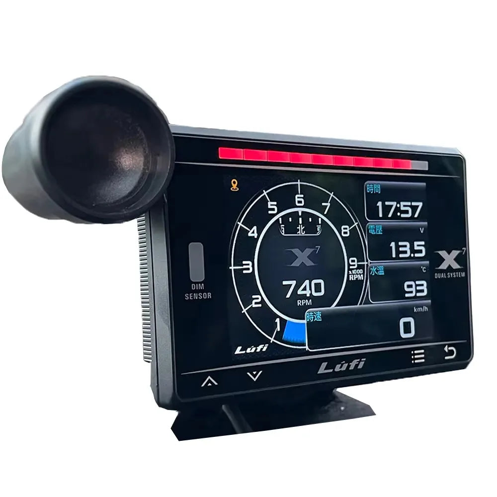 LUFI X7 4th Gauge GPS Head-up Display | OBD2 Meter with Turbo, Oil Pressure, and Gyro detail view