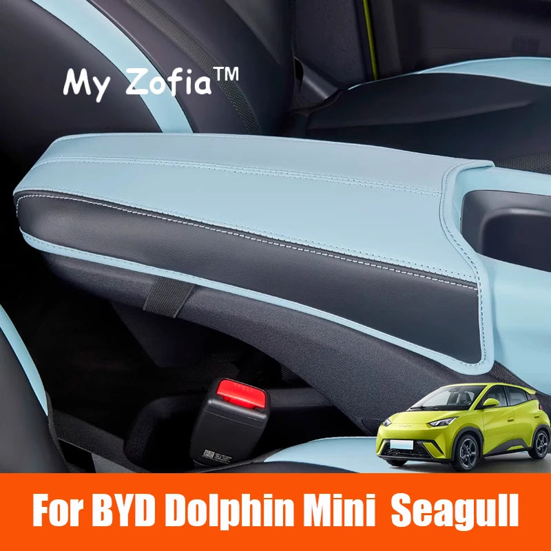 For BYD Dolphin Mini Seagull 2024 2025 2026 Car Leather Armrest Box Center Console Lid Armrest Cover Interior Accessories