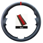 Black Leather Car Steering Wheel Braid Soft Leather Cover For Renault Clio 3 RS 2005 2 close-up view