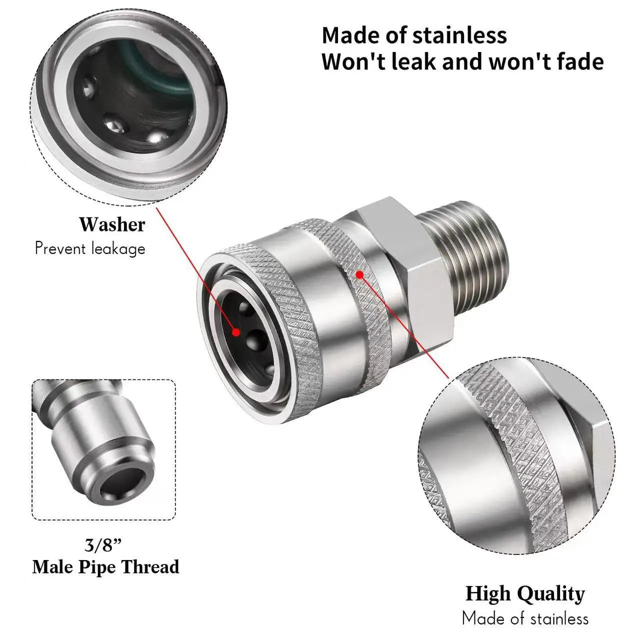 High Pressure Car Wash Water Gun | 3/8 Stainless Steel Quick Connector detail view