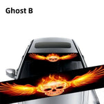 3D Effect Car Front Windshield Sticker | Ghost Pattern Wolf Eyes Decal detail view