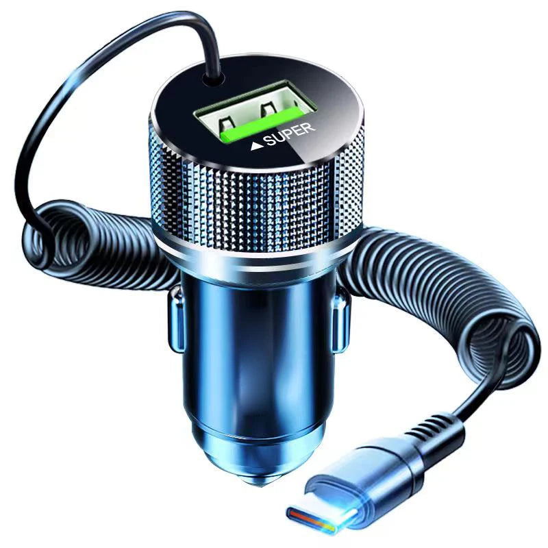 EDEBA Metal USB Car Charger with Type C Cable | 12V Super Fast Vehicle Adapter 2 in 1 alternate view