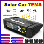 Car Tire Pressure Monitoring System | 4-Sensor TPMS with Solar Display