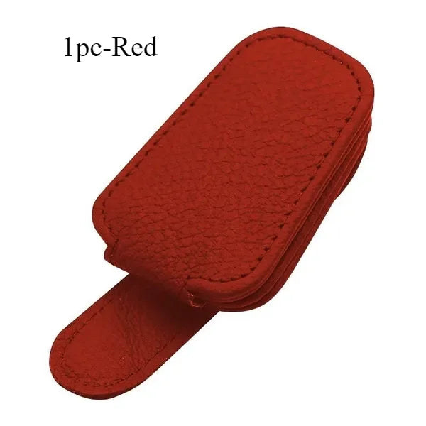 Artificial Leather Sun Visor Sunglasses Holder Clip detail view