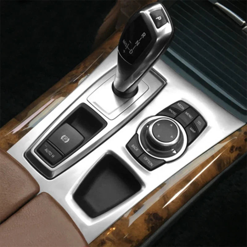Car Styling For BMW X5 X6 E70 E71 Console Gearshift Frame Decorative Trim Strips Stai lifestyle view
