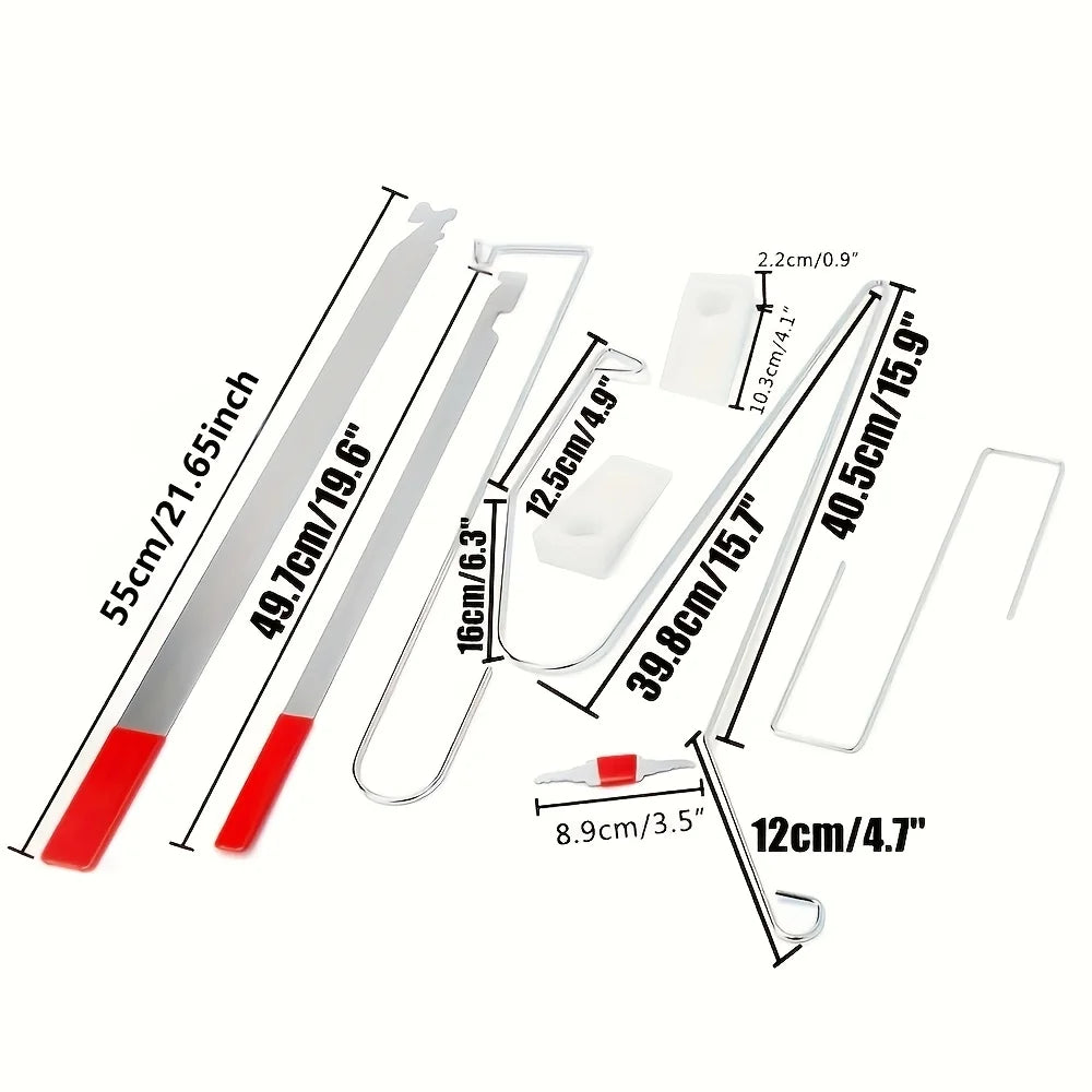 Car Emergency Repair Tool Kit with Thin Bar Wide Bar S-Hook Air Wedge Bag Pump Car Opening Kit Car Lockout Tool Kit