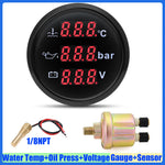 3 In 1 Digital Gauge Water Temperature Bar Oil Pressure Gauge With Alarm Voltmeter additional angle