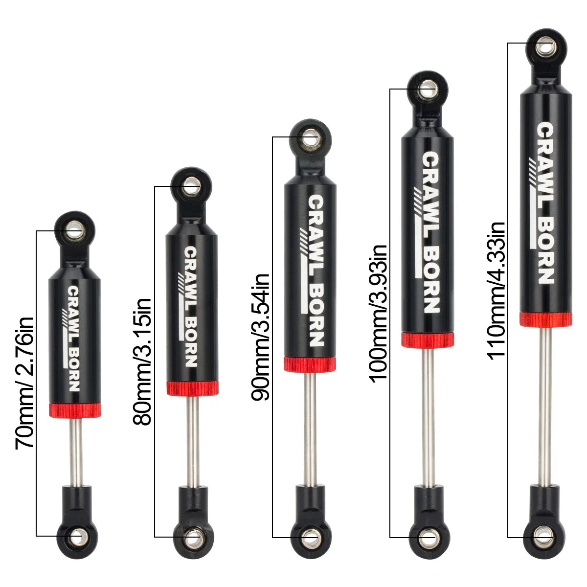 4PCS Metal Built-in Spring Shock Absorber 70/80/90/100/110mm for 1/10 RC Crawler Car A close-up view
