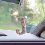 Letter Butterfly Knot Clay Car Interior Accessories Hanging Ornament Women's Rhinestone Car Rearview Mirror Pendant Drop
