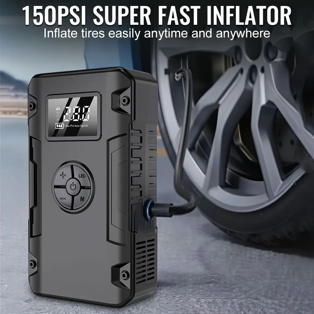 Car Jump Starter Battery Start Up Starting Power Repair Tools Tire Inflation Pump Automobile Emergency Clip 8000mAh For SUV RV Truck Motorcycle Universal Auto Accessories