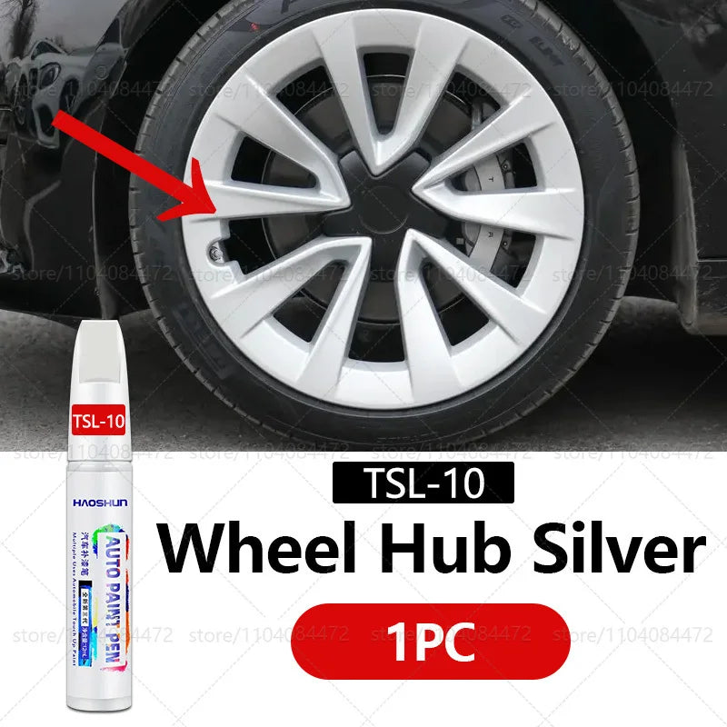 Tesla Wheel Scratch Repair Pen | Matte Black Dark Gun Gray Silver Multiple Colors Pain close-up view