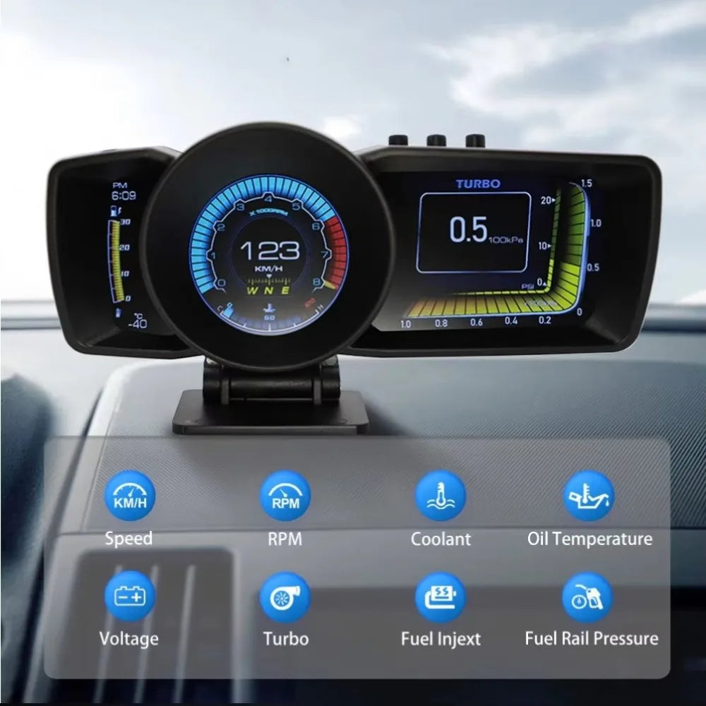 Digital GPS Speedometer OBD+GPS Smart Gauge | Automotive HUD Display