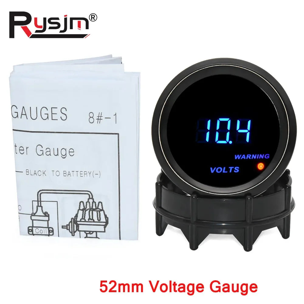 52mm Car Digital Water Temp Oil Temp Turbo Boost Gauge PSI BAR Oil Pressure Gauge Voltmeter Tachometer RPM Meter Holder Optional
