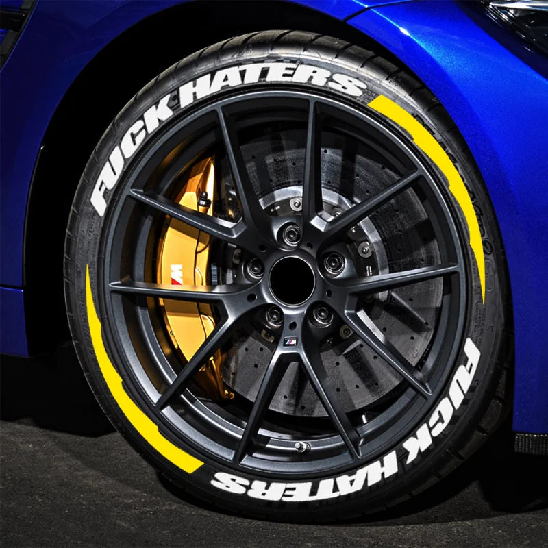 FUXK HATERS Tire Lettering Sticker 1.06 Inch Font Universal Personlized Car Tyre Decorat detail view
