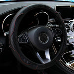 PU Carbon Fiber Leather Steering Wheel Cover 14.5-15 Inch additional angle