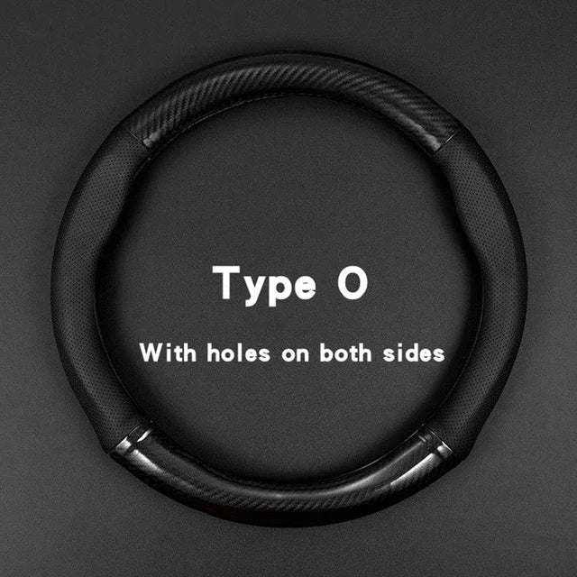 Universal Car Steering Wheel Cover Carbon Fiber Leather Three-dimensional Anti Slip, alternate view