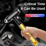 Car Safety Hammer with Seat Belt Cutter and Window Breaker close-up view