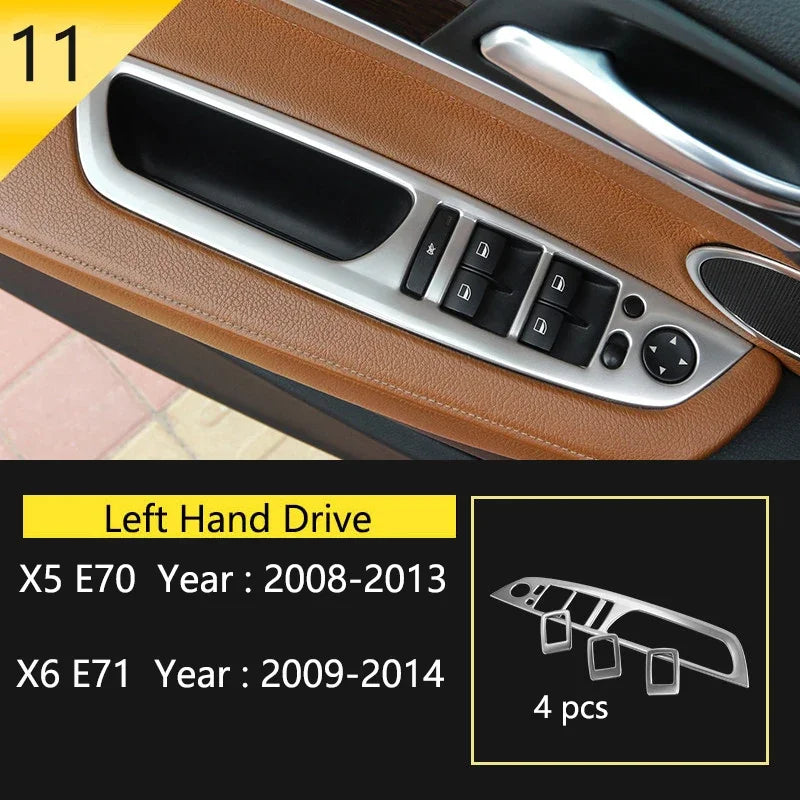 Car Styling For BMW X5 X6 E70 E71 Console Gearshift Frame Decorative Trim Strips Stainle detail view