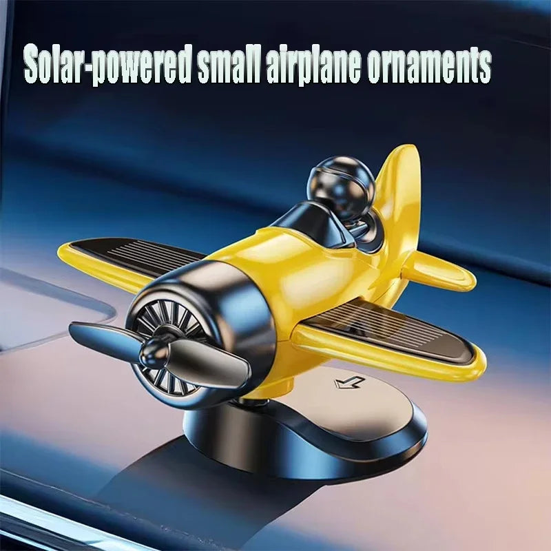 1 Pcs Solar Powered Rotating Airplane Car Dashboard Ornament 360° Auto Spin Decor Airplane Ornaments Car Interior Decoration