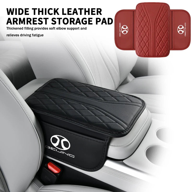 Leather Car Armrest Center Console Pad Auto Seat Arm Rest Mat For BAIC Beijing BJ20 BJ30‌ BJ40 BJ60 BJ80 Senova X25 X35 X55 X65
